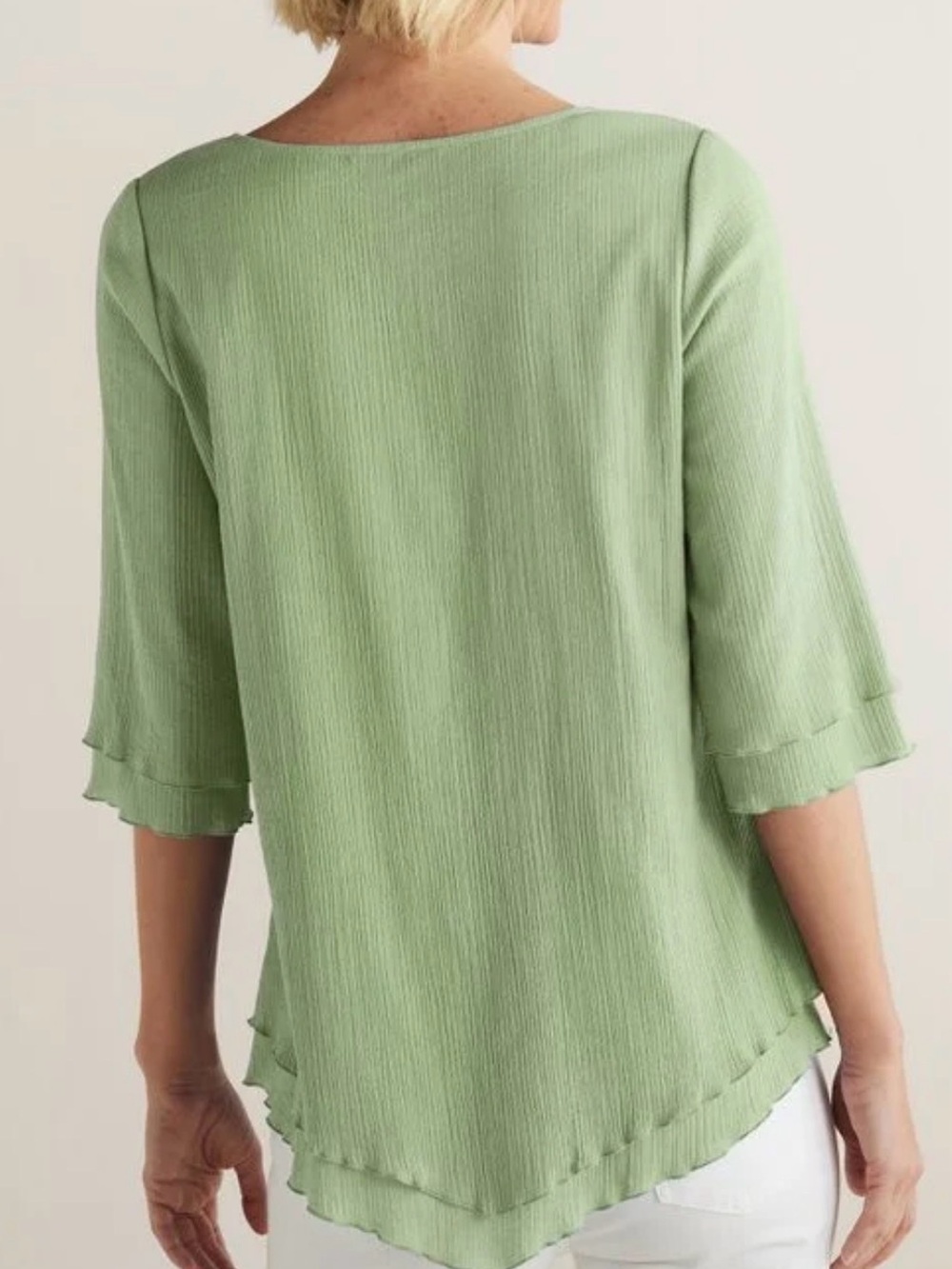Soft Surroundings Siesta Key Tunic S Sage Green Double Layer Cotton Gauze Top - Picture 3 of 10